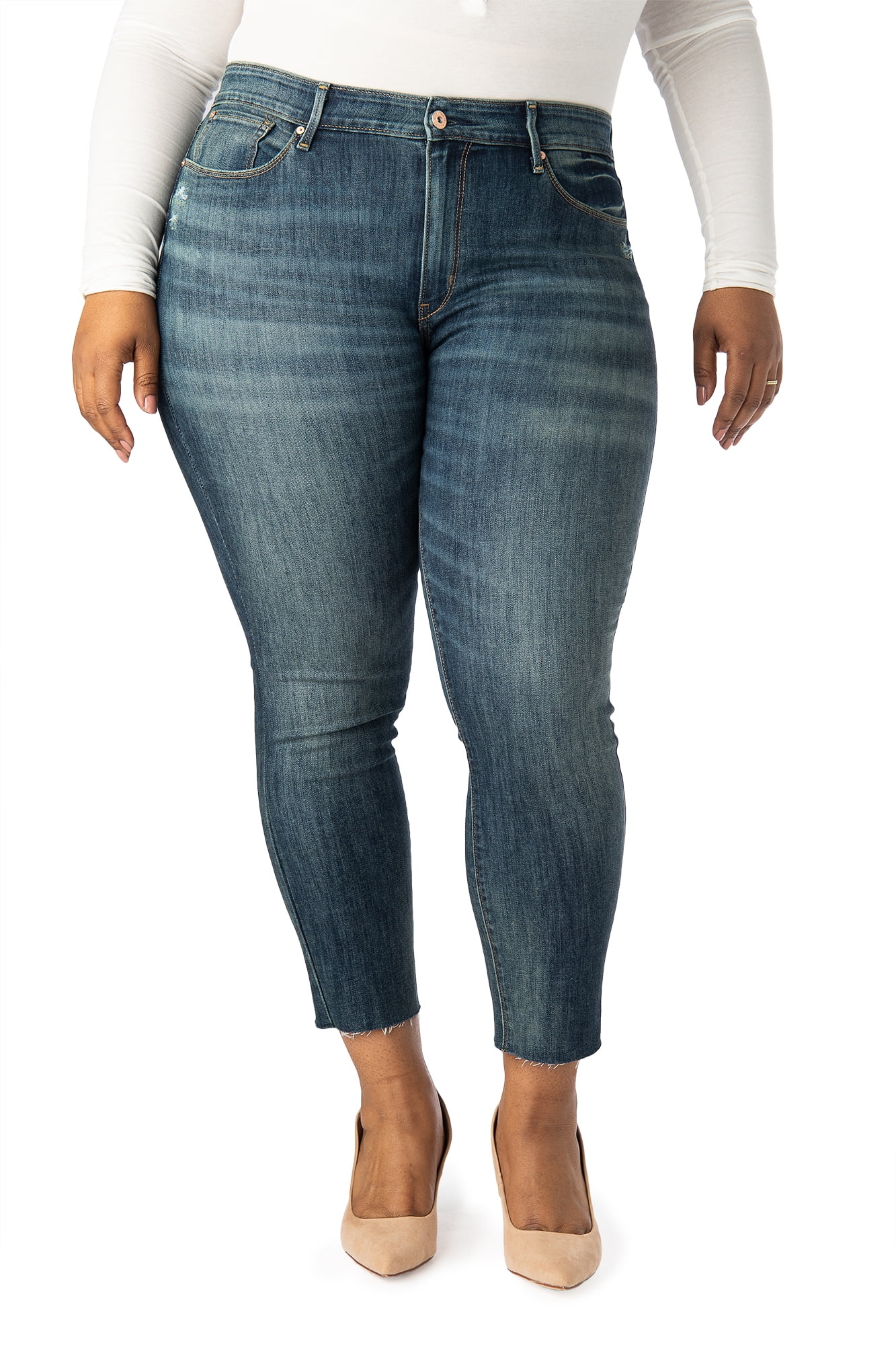 Signature by Levi Strauss & Co. Women's High Rise Ankle Skinny Cut off Jeans