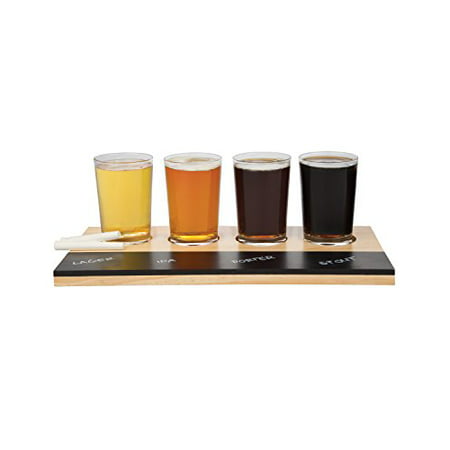 Beer Tasting Flight Sampler Set, 4 - 6oz Pilsner Craft Brew Glasses w Paddle and (Best Tasting Craft Beer)