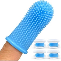 Jasper Dog Toothbrush Silicone Finger Toothbrush for Puppies, Cats and Small Pets 4 Pack Blue