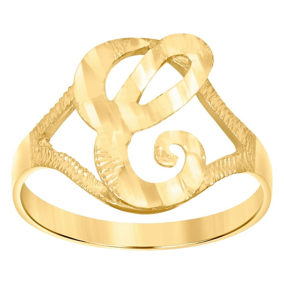 10k Yellow Gold Womens Letter Name Personalized Monogram Initial C Ring 14.6x9.80mm Wide Size 7 Ring for Women