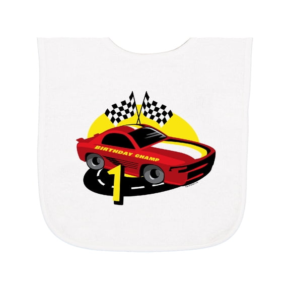 Inktastic Race Car 1st Birthday Baby Terry Cloth Bib