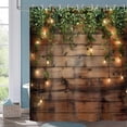 thumbnail image 3 of Rustic Barn Door Shower Curtain, Farmhouse Garden Scenery Green Leaves Bath Curtains, Antique Brown Wall Lights Bathroom Home Decor Waterproof Polyester 72WX72H Inch 12 Hooks, 3 of 6