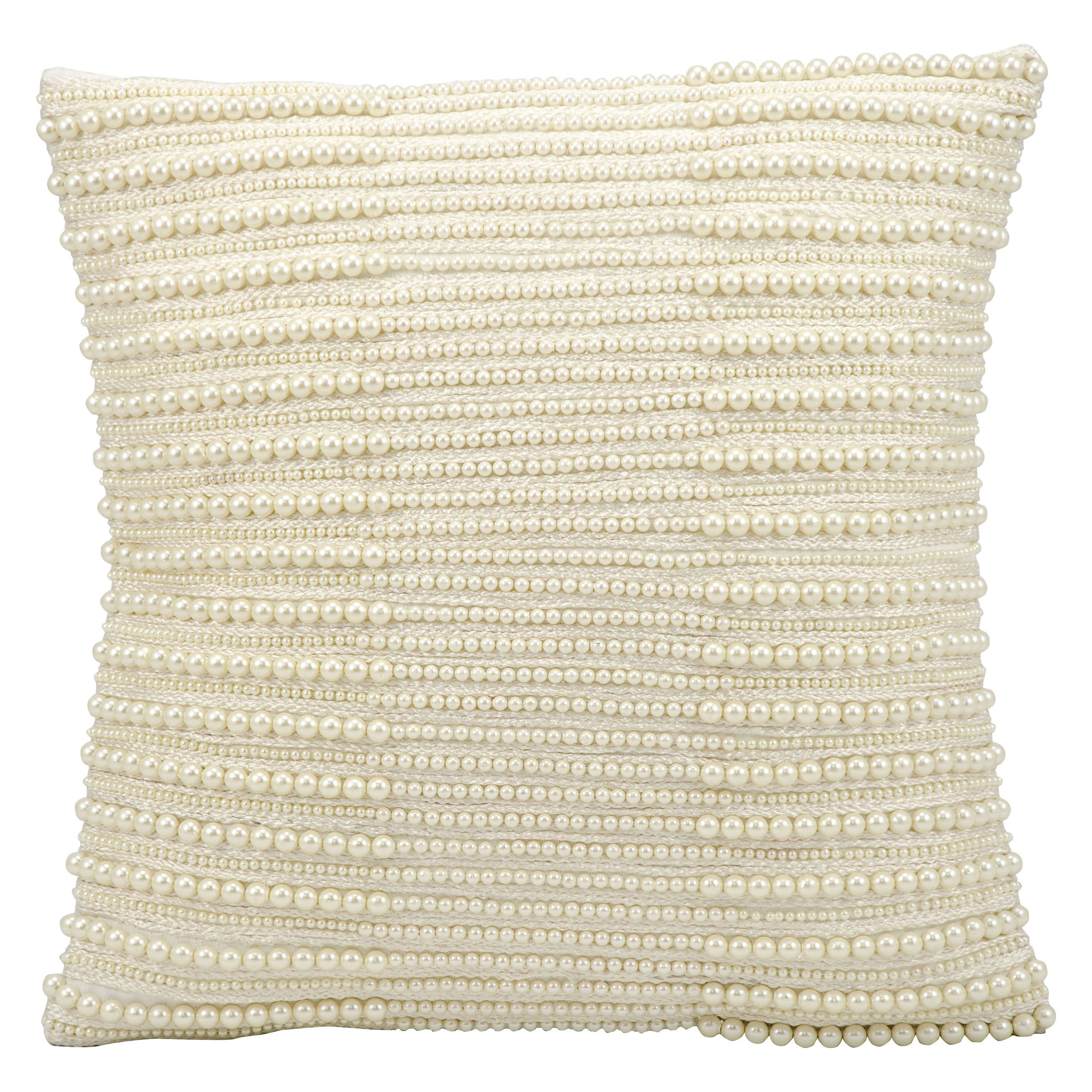 Kathy Ireland Pearl Stripes Ivory Throw Pillow