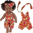 thumbnail image 3 of JM 1 muñeca negra Muñecas de silicona suave de 11,8 pulgadas Muñeca afroamericana realista Linda muñeca negra de pelo rizado con linda ropa de moda y diadema JM, 3 of 5