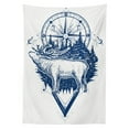 thumbnail image 3 of Ambesonne Adventure Tablecloth Rectangular Table Cover, Deer Compass Ethnic, 60"x90", Dark Blue White, 3 of 4