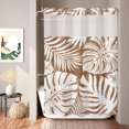 thumbnail image 2 of No Hook Shower Curtain, Palm Tree Monstera Shower Curtains for Bathroom with See Through Top Window, Brown Tan Leaf Boho Botanical Tropical Waterproof & Washable Bath Curtain Stall 48"x72", 2 of 9