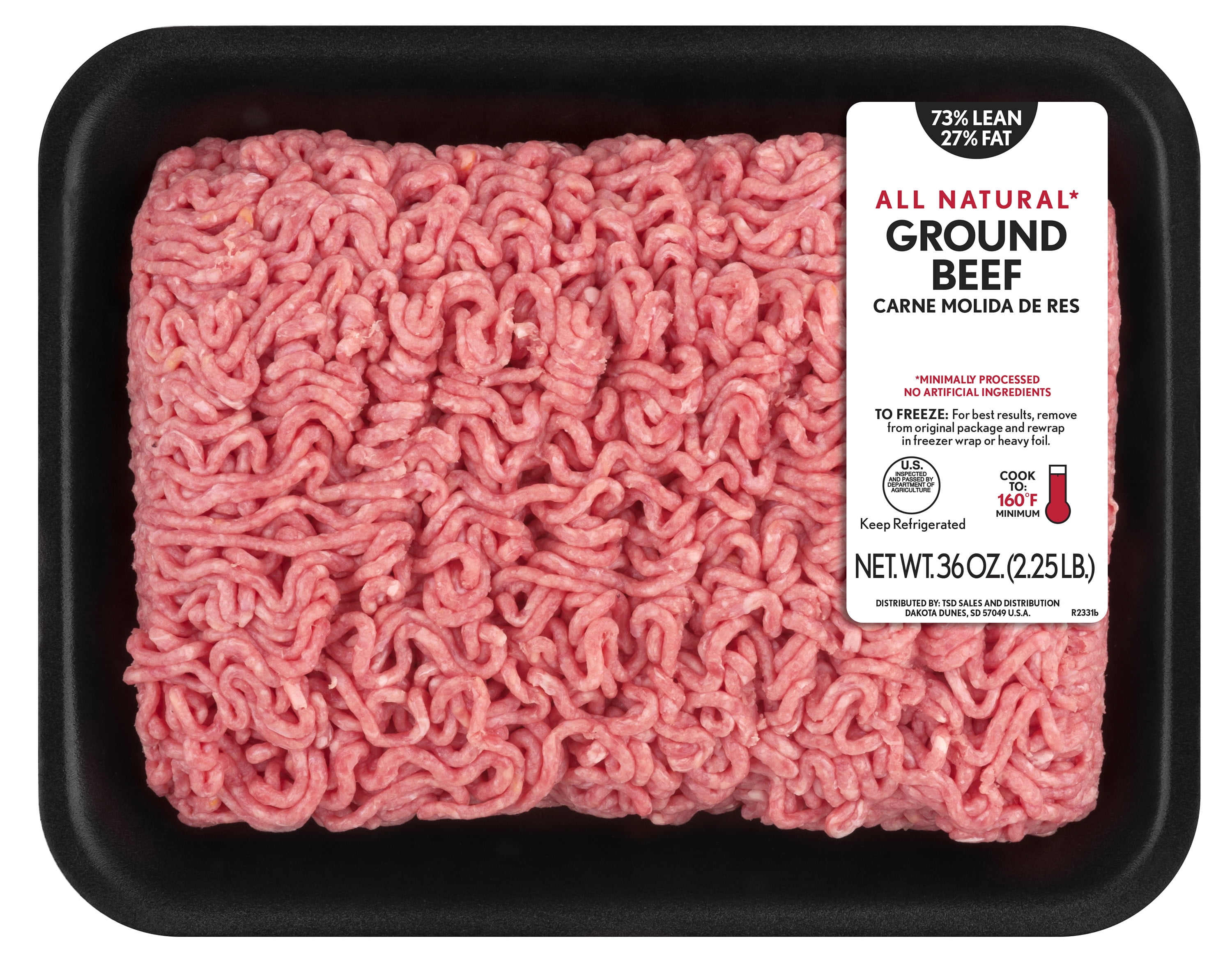 All Natural*, 73% Lean/27% Fat, Ground Beef, Tray, 2.25lbs, (Fresh)