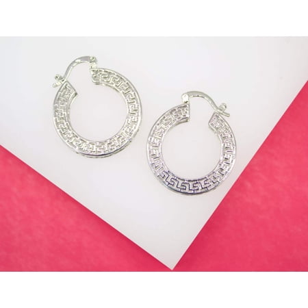18K Gold Filled Greek Lever back French Hook Hoop Earrings (K251-252)