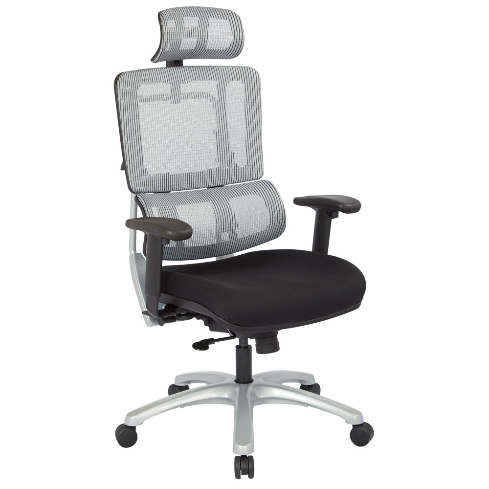 Office Star Products Vertical Grey Mesh Back Chair with Silver Base and