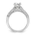 thumbnail image 2 of Solid 14K White Gold Solitaire Diamond Side-Stones with CZ Cubic Zirconia Peg Set Center Stone Engagement Ring Size 8, 2 of 8