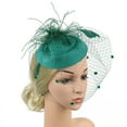 thumbnail image 4 of Women's Feather Fascinators Hat - Hair Pin Headwear Pillbox Hat Green (One Size), 4 of 6
