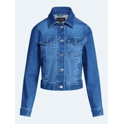 Free Assembly Women's Cropped Denim Jacket with Long Sleeves, Sizes XS-2XL