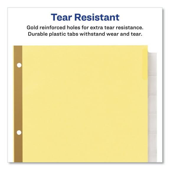 Avery Insertable Big Tab Dividers, 8-Tab, Double-Sided Gold Edge Reinforcing, 11 x 8.5, Buff, Clear Tabs, 24 Sets