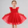 thumbnail image 3 of Ugoldhm Girls Ruffle Sleeve Polka Dot Tulle Dress - Square Neck Party & Wedding Flower Girl Gown (2-8 Years), 3 of 7