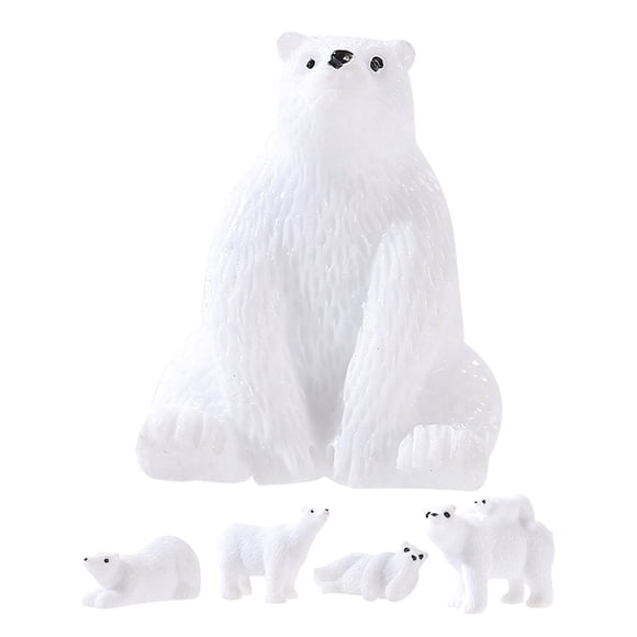 15pcs Miniature Polar Bear Family Figurines Set Winter Party Favors Polar Bear Cake Toppers for Micro Landscape Succulent Planter Decoration