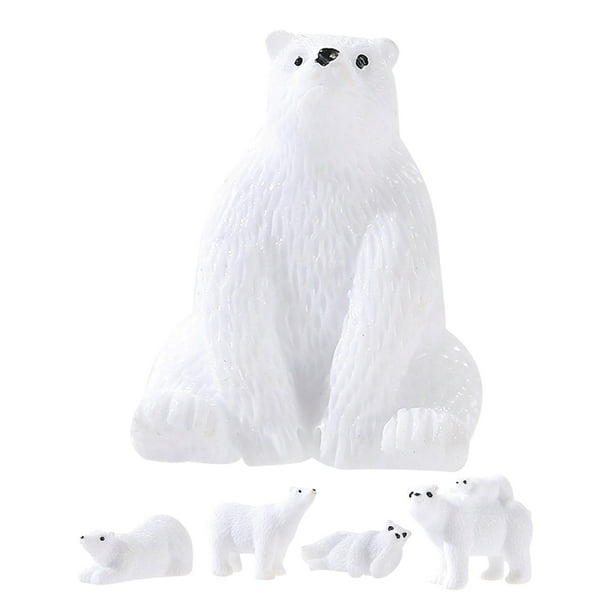 Juego de 15 figuras en miniatura de familia de osos polares, recuerdos de fiesta de invierno, adornos para tartas de osos polares para micropaisajes, decoración de macetas suculentas