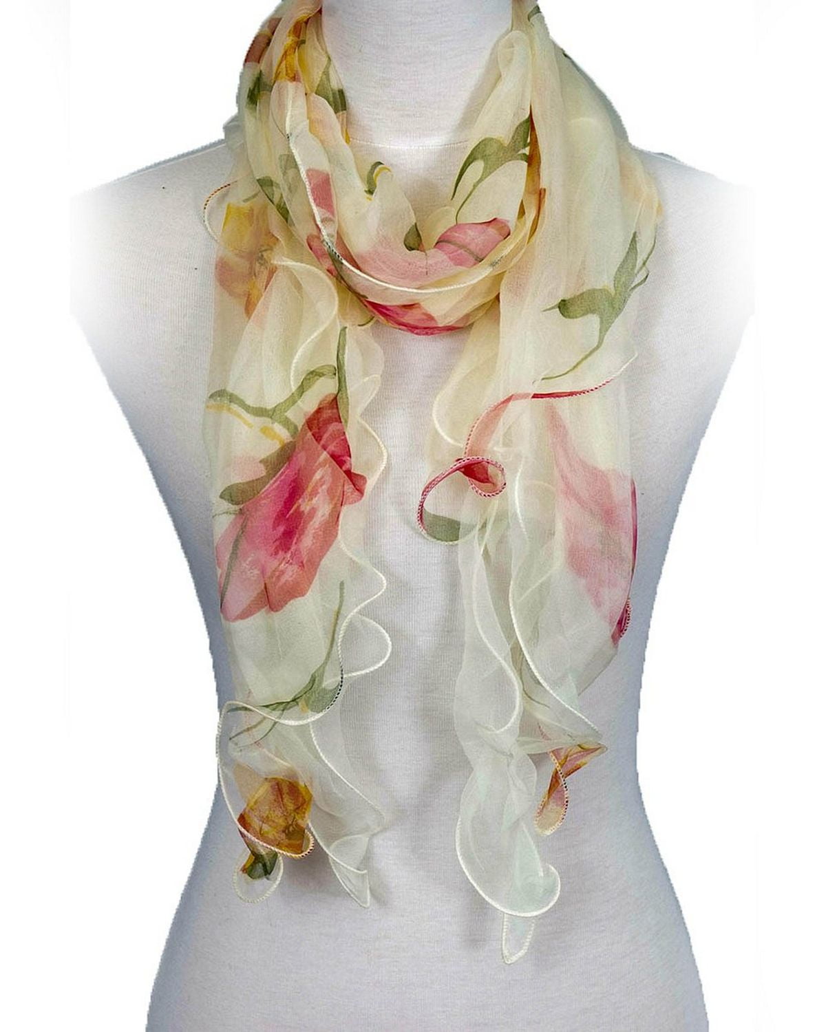 Zodaca Fashion Women Ladies Lightweight Double Layer 100 Silk Floral