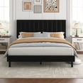 thumbnail image 2 of Queen Size Upholstered Platform Bed Frame – Black Suede with Adjustable Tufted Headboard, Sturdy Wooden Slats, No Box Spring Needed, Easy Assembly – Black Suede Finish, 2 of 8