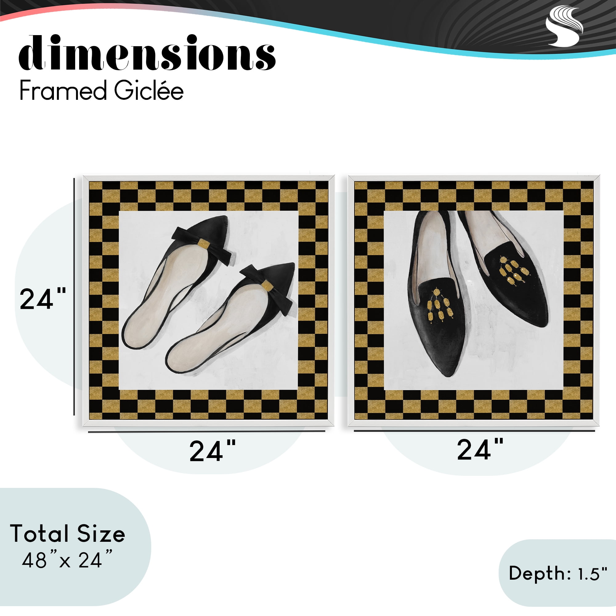 Stupell Industries Black Flats & Sliders 2 Piece White Framed Giclee Art Set, design by Lorenzo Collective