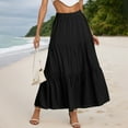 thumbnail image 2 of MIXUE Skirts For Women Summer Solid Color Elastic High Waist A Line Casual Maxi Skirt Daily-Wear,Black,XL, 2 of 4