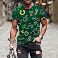 thumbnail image 1 of Tops para hombre, blusas y camisas de manga corta con cuello redondo para hombre, jersey informal con cuello redondo estampado para hombre, pantalones cortos deportivos para fitness, blusa de poliéste, 1 of 5