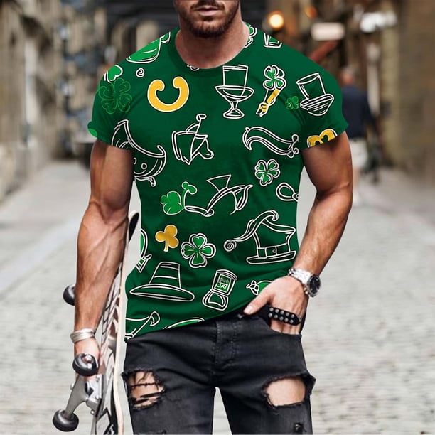 Tops para hombre, blusas y camisas de manga corta con cuello redondo para hombre, jersey informal con cuello redondo estampado para hombre, pantalones cortos deportivos para fitness, blusa de poliéste