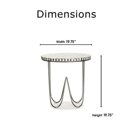 Adore Decor - Zahra Round Modern Bone Side Table - Black/White