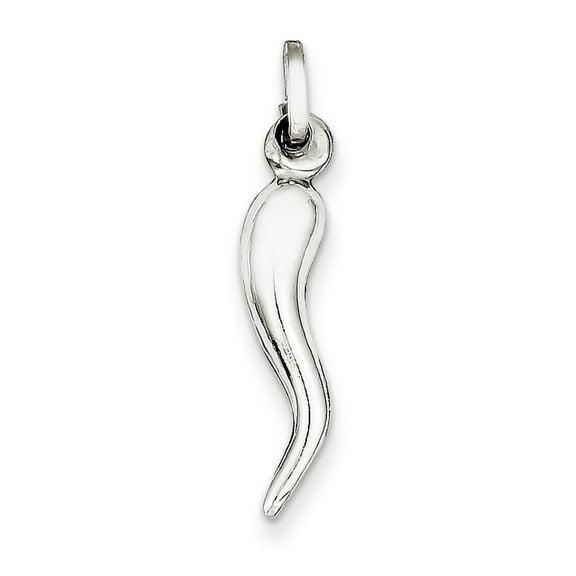 Sterling Silver Polished 3-D Italian Horn Charm