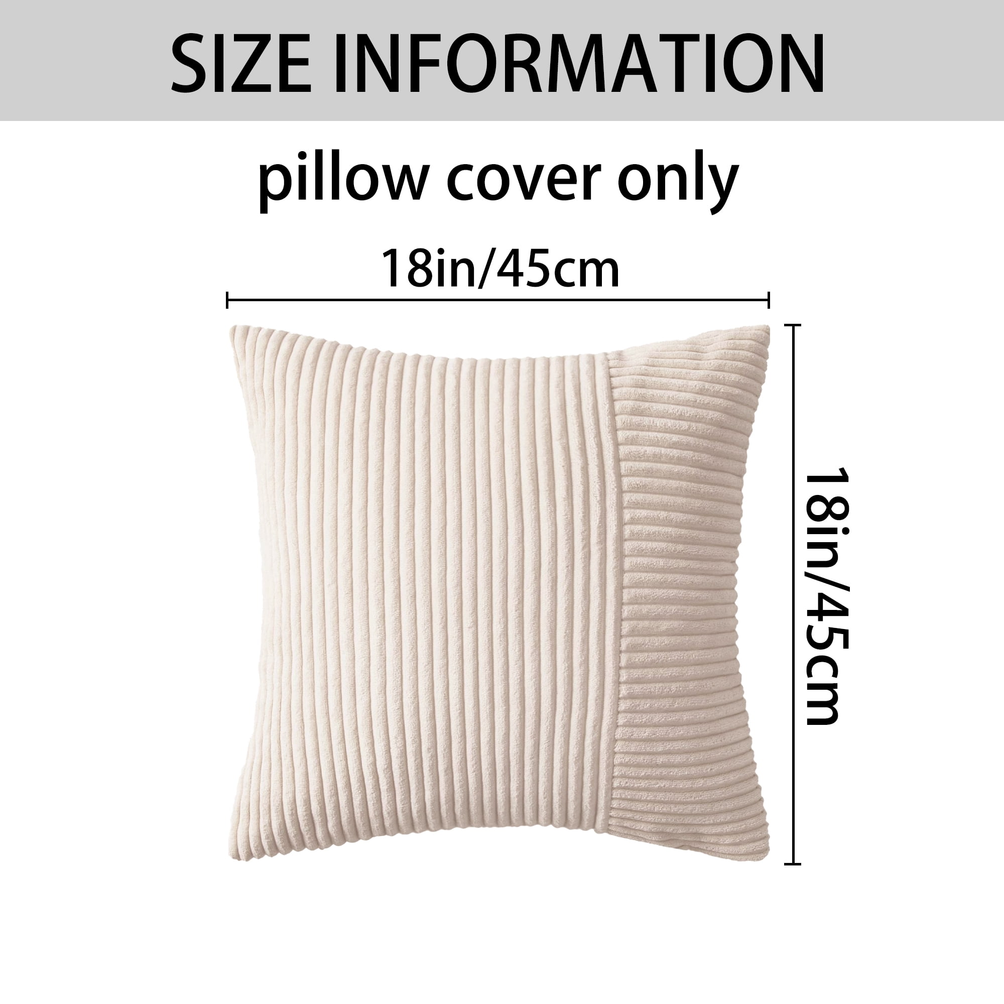Unique Bargains 4 Pcs Strip Throw Pillow Covers White/Yellow 18" x 18"