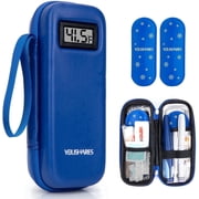 YOUSHARES Insulin Cooler Travel Case with Temperature Display - Refrigerated Medicine Cooling Bag with 2 TSA Approved Ice Pack, Medication Pen Diabetic Supplies Organizer for Trip and Daily(Blue)