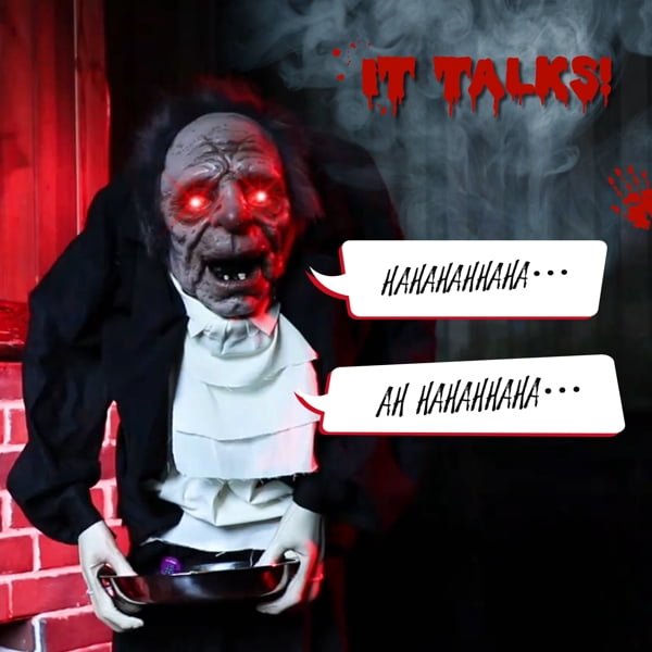 5FT Halloween Standing Decoration, Sensor-Activated (LED Eyes/Laughing/Swaying), Waterproof Polyester for Yard/Garden