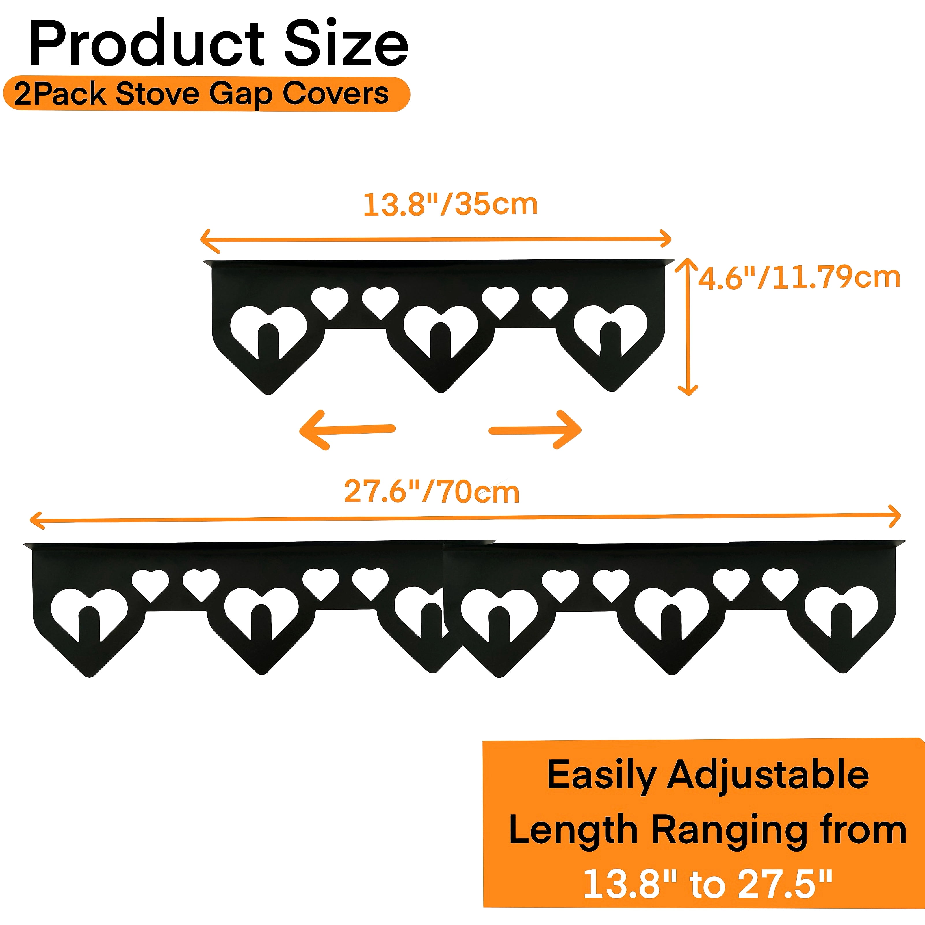 4 Pcs Stainless Steel Stove Gap Covers, Stove Gap Filler Easy Retractable，Heat Resistant Guard Between Stove for Kitchen