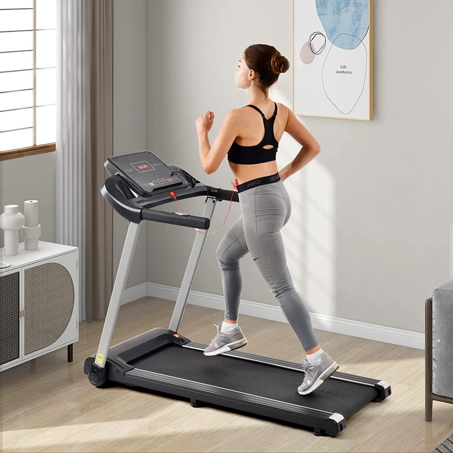 Merax Motorized Treadmill for Home, 2.5HP Electric Treadmill for Running, Walking and Jogging Exercise with Speakers, 12 Programs, Tracking Pulse - image 2 of 8