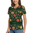 thumbnail image 5 of Yiaed Christmas Print Women's T Shirt V-Neck Short Sleeve Shirt Casual Breathable Tee Summer Tops-Small, 5 of 5