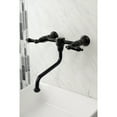 thumbnail image 2 of Kingston Brass KS1210PKL Duchess Double-Handle Wall Mount Bathroom Faucet, Matte Black, 2 of 8