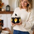 thumbnail image 6 of Halloween Decorations Black Pumpkin Ghost Lamp, Glossy Tabletop Halloween Decor with Orange Ghost Designs, Dripping Cream Top and Curved Stem for Indoor Home Display, 6 of 6