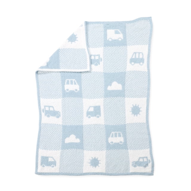 Couverture bébé George Baby en chenille bleu clair 76 x 102 cm