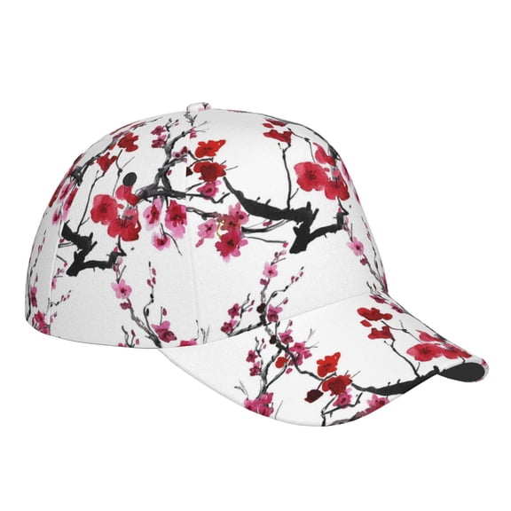 Kdxio Unisex Cherry Blossoms Pattern Baseball Cap Unisex Washed Classic Adjustable Hat
