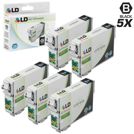Remanufactured Replacement for Epson T0791 Set of 5 Black High Yield Cartridges Includes: 5 T079120 Black for use in Artisan 1430  and Stylus Photo 1400 Printers Save even more with our set of 5 remanufactured high yield cartridges. This set includes 5 T079120 Black high yield cartridges. Why pay twice as much for brand name OEM Epson T0791 printer cartridge when our remanufactured printer supplies deliver excellent quality results for a fraction of the price? So stock up now and save even more! For use in the following Epson Artisan and Stylus Photo Printers: 1430  1400. We are the exclusive reseller of LD Products brand of high quality printing supplies on Walmart. Page Yield: 470 per cartridge | Shelf Life: 12-18 months per cartridge The use of remanufactured cartridges and supplies does not void your printers warranty For use in the following Epson printers: Artisan 1430  and Stylus Photo 1403