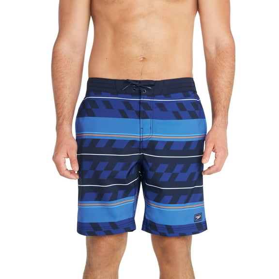 Speedo Mens Regular fit Board Shorts Swimwear Small 9 Inseam Blue Striped