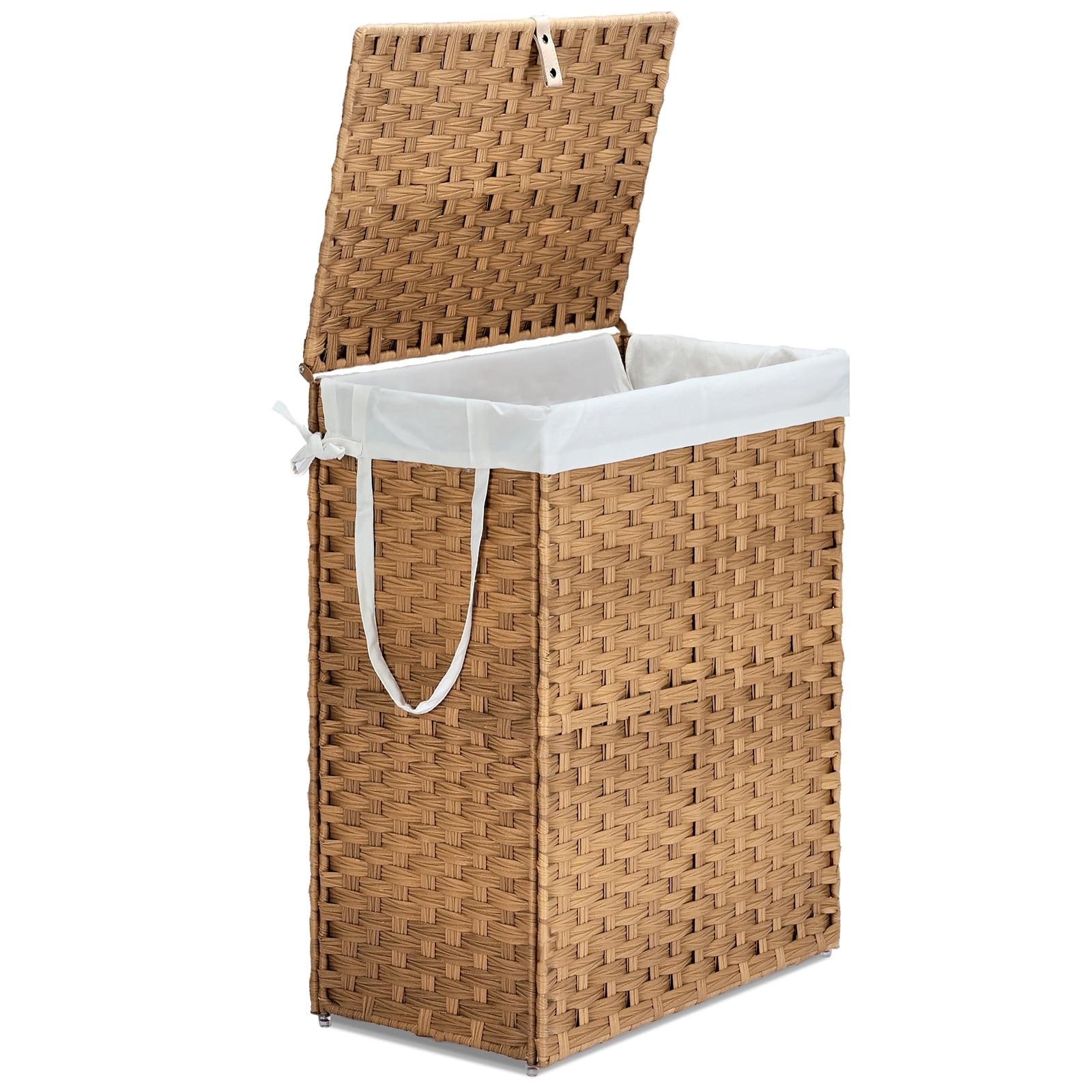 EDX Large Laundry Basket, 90L Handwoven Rattan, Foldable Design
