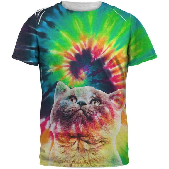 Cat Tie Dye Sublimated Adult T-Shirt - Small