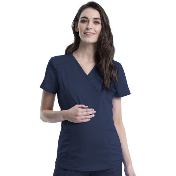 Cherokee Workwear Revolution Women's Scrubs Top Maternity Mock Wrap WW688