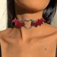 thumbnail image 1 of Gargantilla de cuero punk rojo, collar de murciélago gótico, collar de personalidad, collar de corazón, collar de Halloween --- Código de modelo 26498, 1 of 5