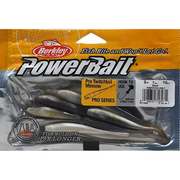 Berkley PowerBait Pro Twitchtail Minnow Fishing Bait, Smelt, 3in