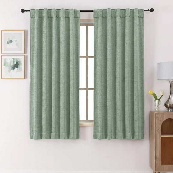 GHGSDH-Chenille Sage Green Curtains 63 Inch Length 2 Panels, Light Filtering Luxury Window Curtains, Back Tab Privacy Soft Velvet Window Curtain Drapes for Bedroom Living Room, 40" Wx63 L