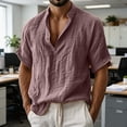 thumbnail image 5 of Aimik Men's V-Neck Short Sleeve Cotton Blend Henley Shirt Relaxed Pullover Style Shirt for Casual Resort and Vacation Wear, 5 of 6