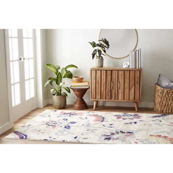 Home Dynamix Tremont Teaneck Contemporary Floral Area Rug, Ivory/Navy Blue, 5'3"x7'2"