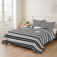 thumbnail image 2 of Twin XL Quilt Set 68''x98'', Boho Black Stripe Lightweight Bedspread Coverlet Set with 2 Pillow Shams, Abstract Geometric White Minimalist Breathable All Season Quilt Bedding for Dorm/Guest Room, 2 of 9