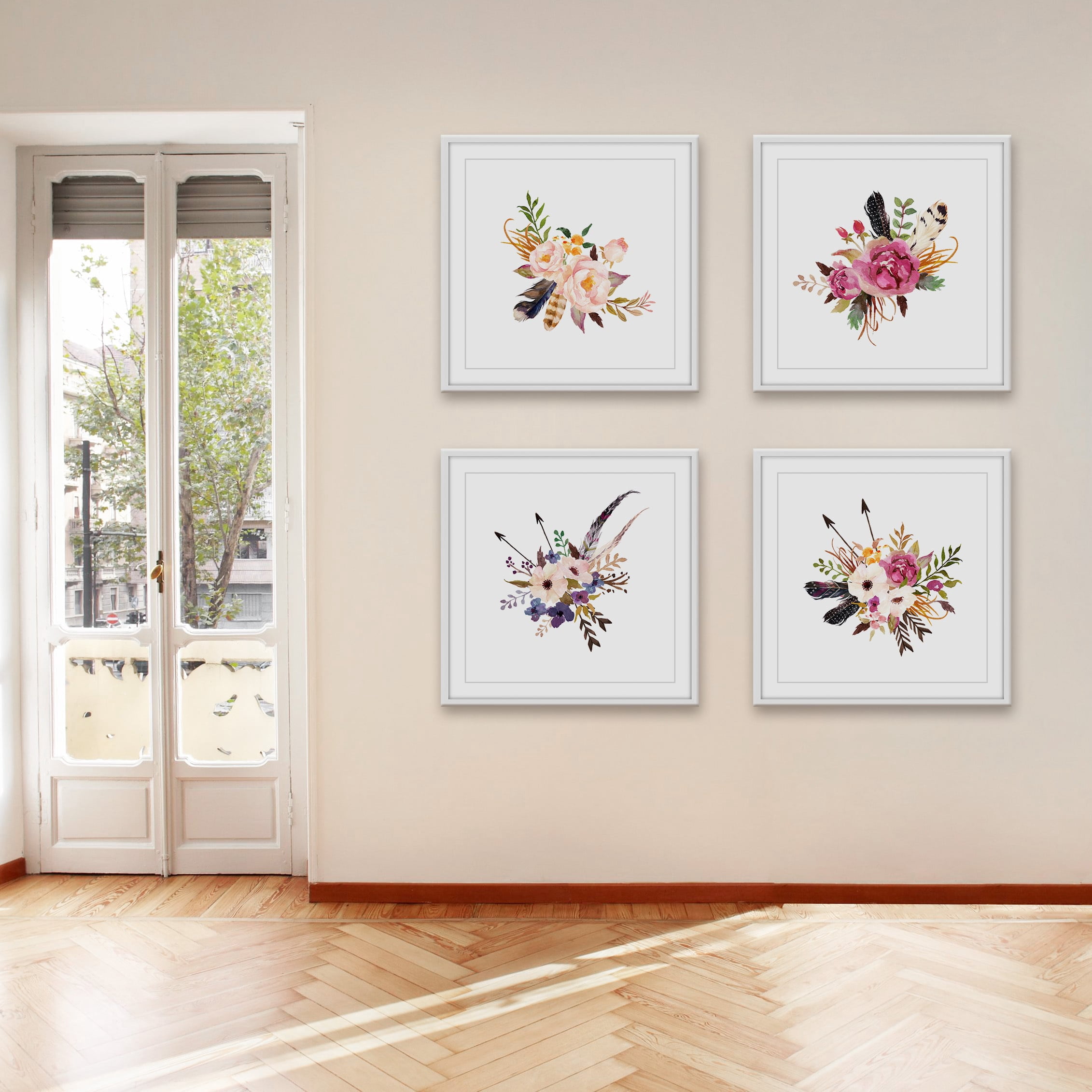 Floral Sprays Quadriptych